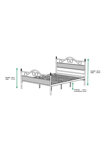 Bitez Metal Bed Frame 180x200 ARM084 White + Walnut