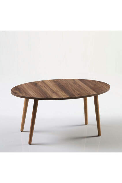 Center Table Wooden Turned Leg Ellipse Walnut