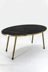 Center Table Ellipse Gold Metal Leg Bendir Gold
