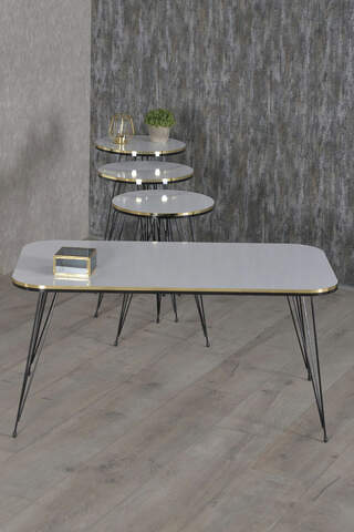 Nesting Table And Center Table Kr Set Black Wire Leg Double Gold Ephesus
