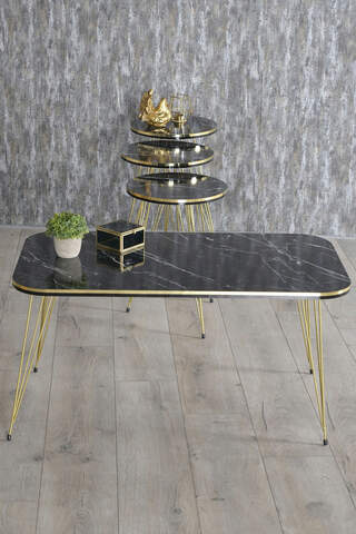 Nesting Table And Center Table Kr Set Double Gold White Metal