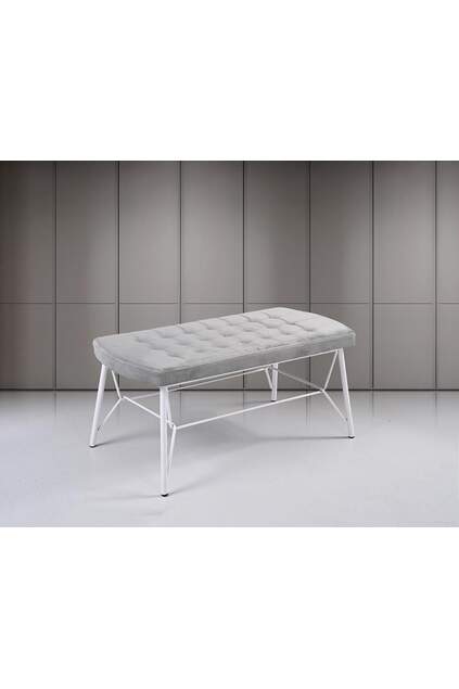 Vegas White Marble Table & Gozde White Bench Set HDR1274