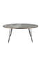 Center Table Wire Leg Large Size Gray Marble Pattern Ellipse