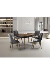 Morino Walnut Table & İsland Chair Set HDR1231