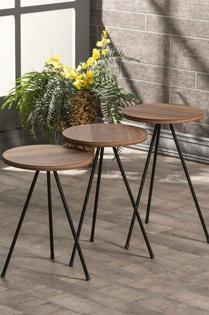 Nesting Table And Center Table Set Kr Metal Walnut