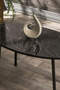 Tavolo e centrotavola a incastro in metallo con motivo a ellisse in marmo nero