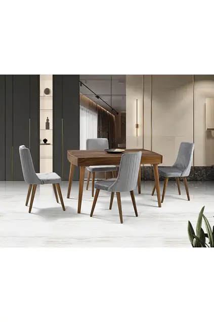 Orchidee Nussbaum Tisch & Patrik Stuhl Set HDR1246