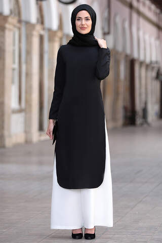 Hayat Hijab Suit Black and White