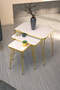 Nesting Table Square Gold White Wire
