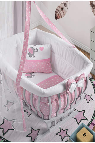Gray Basket Crib Pink