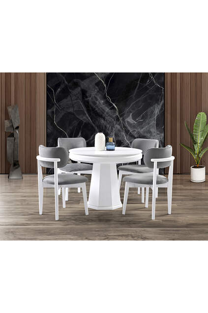 Dream White Round Table & Atlas White Chair Set HDR1202