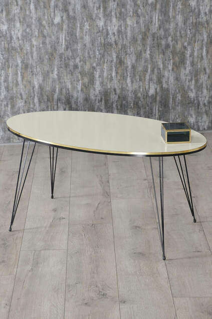 Nesting Table And Center Table Ellipse Set Wire Leg Double Gold Bendir