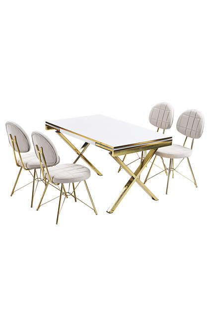 Set Tavolo E Sedie Dubai Gold FRL1013