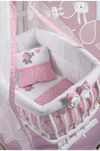 White Basket Crib Pink