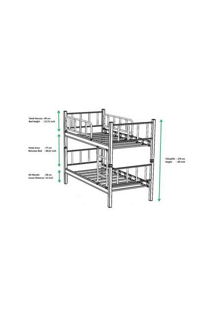 Metallstockbett 90x190 ARM033 Grau