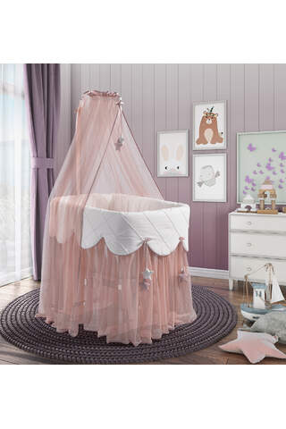 White Basket Crib Luxury Pink