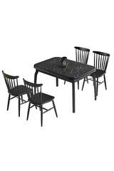 Asia Black Marble Table And Chair Set FRL1018
