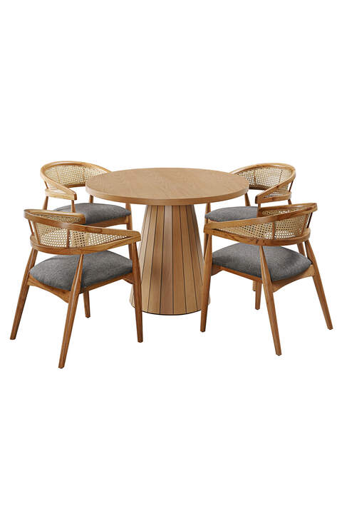 Marseille Nussbaum Runder Tisch & Stuhl Set FRL1007
