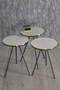 Nesting Table And Center Table Ellipse Set Black Wire Leg Gold White