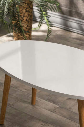 Nesting Table And Center Table Set Wood Lathe Ellipse White