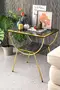 Side Table Nightstand Black-Gold Double Strip Metal Leg Gold Bendir