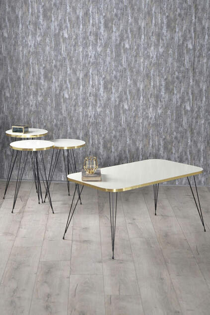Set tavolo e centrotavola impilabili Kr gamba in filo nero oro bianco