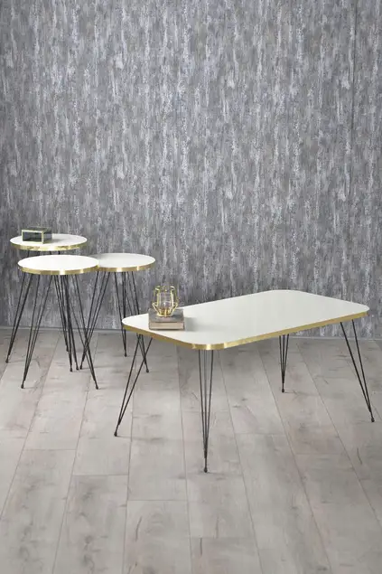Set tavolo e centrotavola impilabili Kr gamba in filo nero oro bianco