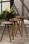 Satz- und Mitteltisch-Set aus Holz Kr, gedrechselt Nussbaum