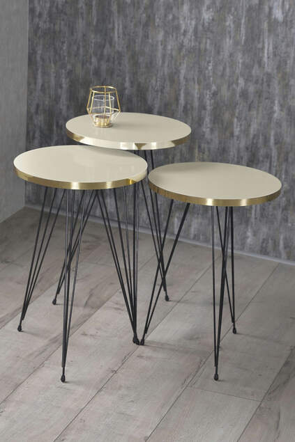 Nesting Table And Center Table Kr Set Black Wire Leg Double Gold Bendir