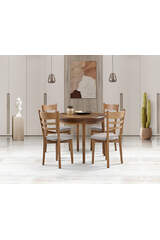 Luna Walnut Round Table & Crested Chair Set HDR1278