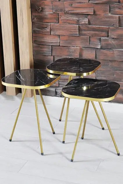 Nesting Table And Center Table Combined Set Gold Efes