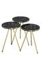 Nesting Table And Center Table Ellipse Set Double Gold White Metal
