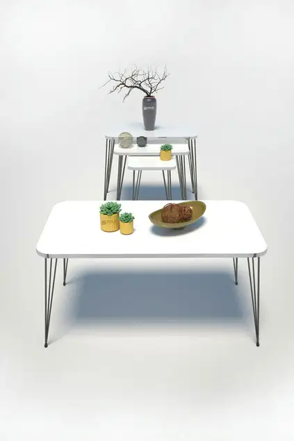 Nesting Table Kr And Center Table Kr Set Black Leg White Wire