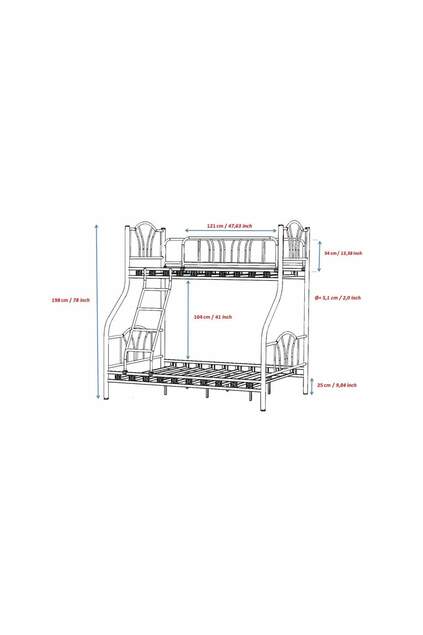 İmaj Bunk Bed 90x200 + 140x200 ARM058 Black