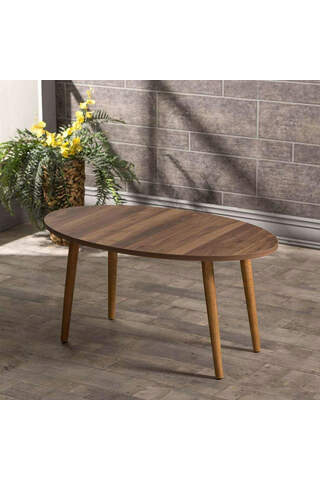 Mitteltisch aus Holz mit gedrechselten Beinen Ellipse Nussbaum