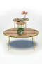 Nesting Table And Center Table Ellipse Set Double Gold Walnut Wire