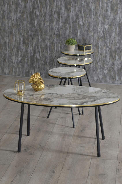Set tavolo e centrotavola impilabile Ellipse Gamba in metallo nero Double Gold Efes