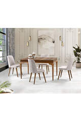 Avangard Walnut Table & Valenta Walnut Chair Set HDR1220