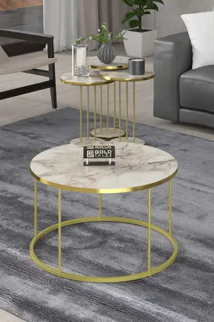 Couchtisch und Zigon Couchtisch Terra Set Gold