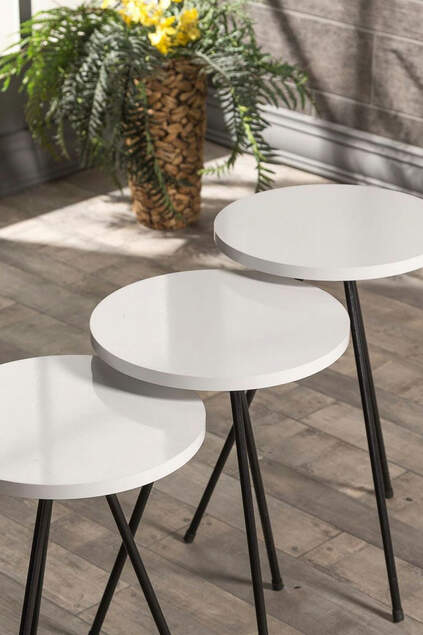 Set tavolo e centrotavola a incastro Kr metallo bianco