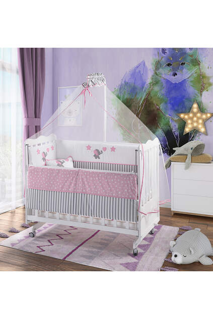 White Mother's Side Crib Pink