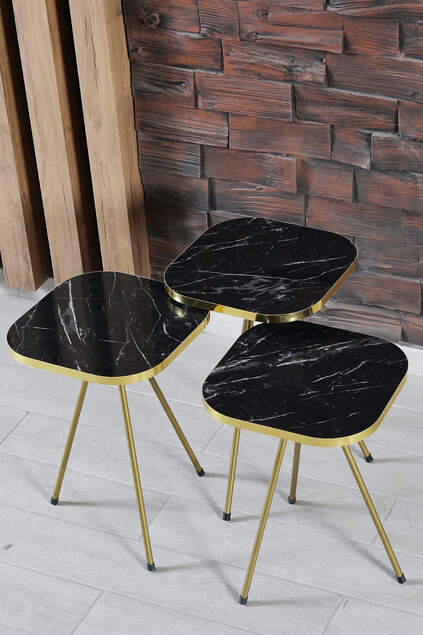 Nesting Table And Center Table Combined Set Gold Efes