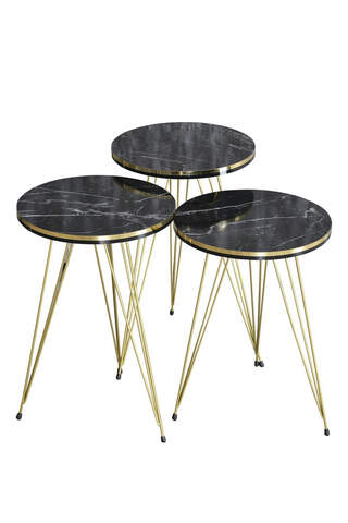 Nesting Table Double Gold White Wire