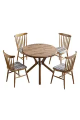 Oslo Walnut Round Table And Chair Set FRL1035