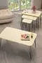 Satztisch Kr und Mitteltisch Kr Set, schwarzes Bein, cremefarbener Draht