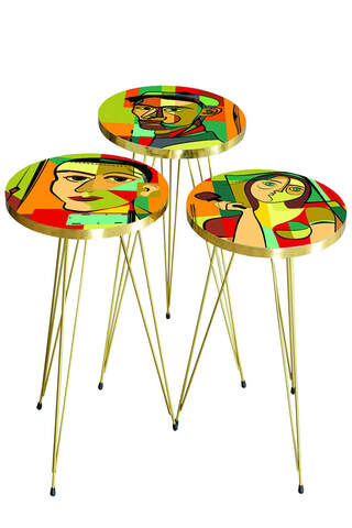 Nesting Table Gold Cubimiz Pattern Wire