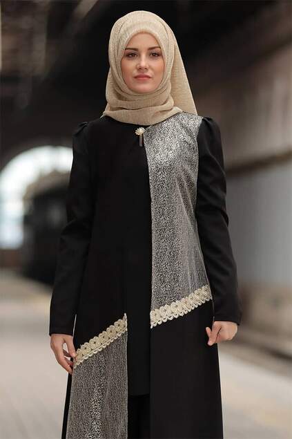 Schwarze silbrige Abaya