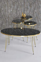 Tavolo impilabile e tavolo centrale Ellipse Set Filo Bendir dorato