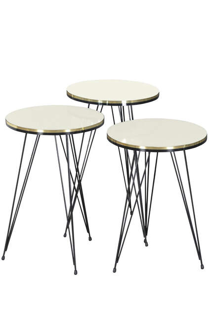 Nesting Table And Center Table Ellipse Set Wire Leg Double Gold Bendir