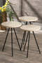 Nesting Table And Center Table Set Metal Ellipse Cream